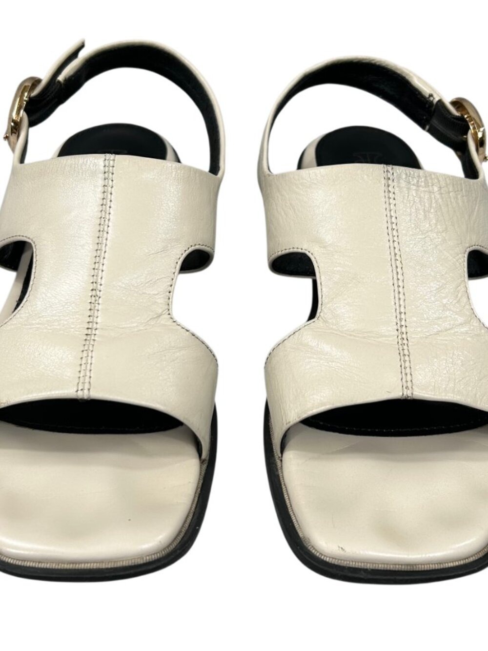 Formel Camele Cream Leather Open Toe Ankle Strap Sandals Size 5.5 - Picture 3 of 12